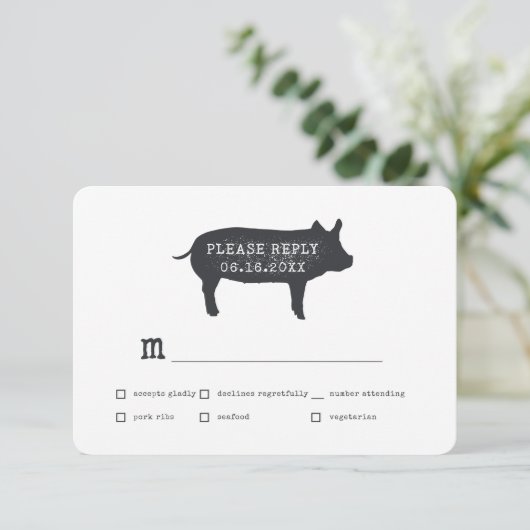 Einfache moderne Rustikale Landhaus Hochzeit RSVP Karte (Stehend Vorderseite)