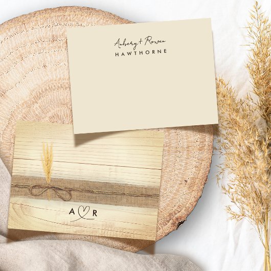 Einfache, moderne, rustikale Pampasgras-Hochzeit Mitteilungskarte