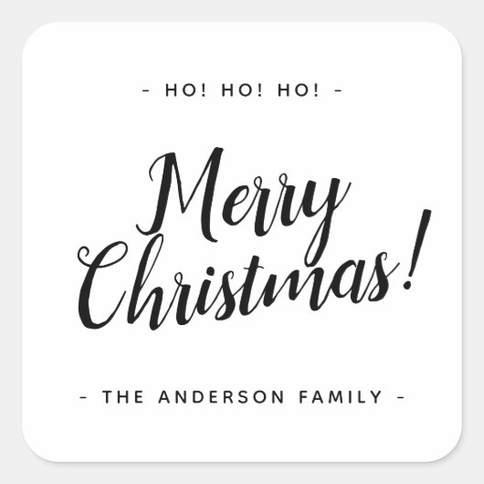 Einfache moderne rustikale Schrift Frohe Weihnacht Quadratischer Aufkleber (Vorderseite)