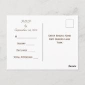 Einfache moderne Rustikale Schwarz-Braun-Hochzeit  Postkarte (Rückseite)