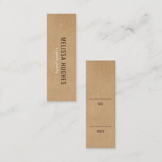 Einfache, moderne Rustikalkraft-Produktpreisbindun Mini Visitenkarte (Vorne/Hinten)