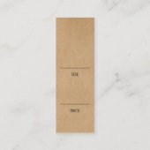 Einfache, moderne Rustikalkraft-Produktpreisbindun Mini Visitenkarte (Rückseite)