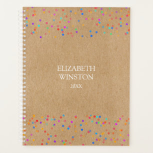 Einfache, moderne Rustikalkraft Rainbow Confetti P Planer