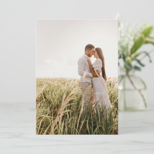 Einfache moderne SAGE GREEN Foto Underlay Wedding Save The Date (Stehend Vorderseite)