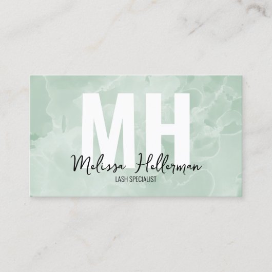 Einfache, moderne Sage Green Monogram Visitenkarte (Vorderseite)