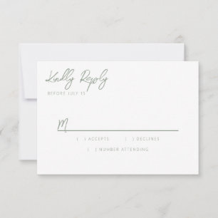Einfache moderne Sagen-Grün-Kalligrafie-RSVP-Karte RSVP Karte