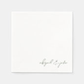 Einfache moderne Salbei-Script-Namen Hochzeitsserv Serviette (Vorderseite)