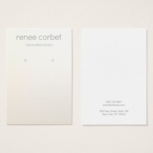 Einfache, moderne Satin Gold Earring Display Card (Vorne & Hinten)