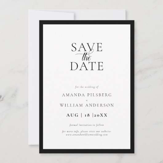 Einfache moderne "Save The Date"-Karte im Rahmenst Save The Date (Vorderseite)