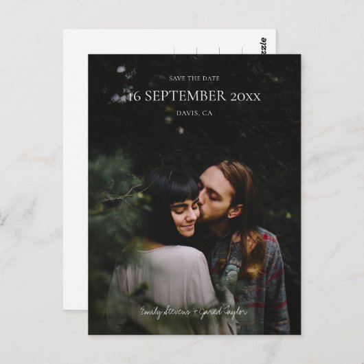 Einfache moderne, Save the Date Minimalistisch Postkarte (Vorne/Hinten)