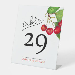 Einfache, moderne, schicke Rote Kirschen Hochzeits Sockelschild