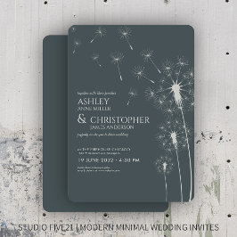 Einfache moderne Schiefergraue Kronleuchter Hochze Einladung