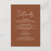 Einfache moderne Schlichte Terracotta Hochzeitsdet Begleitkarte (Vorderseite)