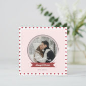 Einfache moderne Schneekugel-Foto-Valentinstagskar (Stehend Vorderseite)