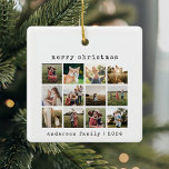Einfache, moderne Schreibmaschinenfamilie Foto Col Keramikornament<br><div class="desc">Moderne Collage-Ornament mit minimalistischem Schriftart für Schreibmaschinen. Fügen Sie einfach Ihre Fotos und Details zu einem individuellen Weihnachtsschmuck hinzu.</div>