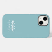 Einfache, moderne Schreibschrift Aquamarin Blue Case-Mate iPhone Hülle (Rückseite (Horizontal))