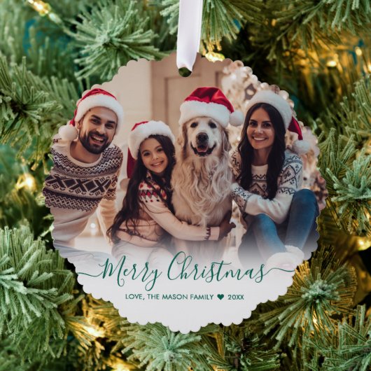 Einfache moderne Schrift 2 Foto Weihnachten Ornament Karte (Insitu (Baum))