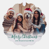 Einfache moderne Schrift 2 Foto Weihnachten Ornament Karte (Vorderseite)