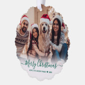 Einfache moderne Schrift 2 Foto Weihnachten Ornament Karte (Links)