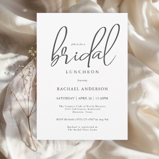 Einfache moderne Schrift Bridal Luncheon Einladung