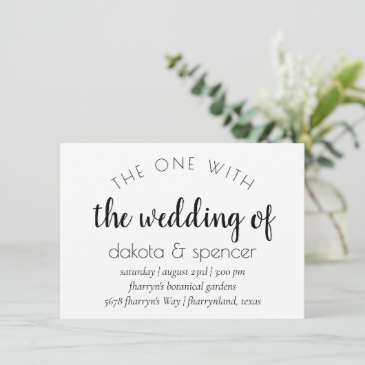 Einfache moderne Schrift | Eine mit der Hochzeit v Einladung (Stehend Vorderseite)