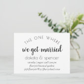 Einfache moderne Schrift | Eine, wo wir Verheirate Einladung (Stehend Vorderseite)