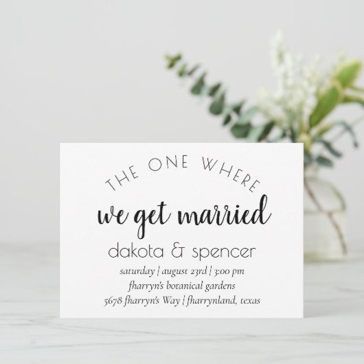 Einfache moderne Schrift | Eine, wo wir Verheirate Einladung (Stehend Vorderseite)