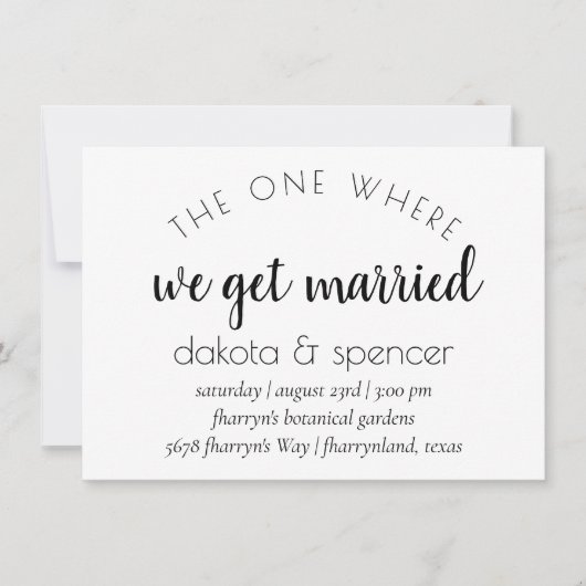 Einfache moderne Schrift | Eine, wo wir Verheirate Einladung (Vorderseite)