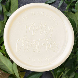 Einfache moderne Schrift Frohe Weihnachten Wachssiegel Selbstklebend