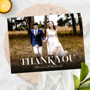 Einfache moderne Schrift Hochzeit Danke Foto Postkarte