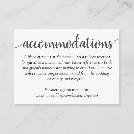 Einfache moderne Schrift | Klassische Gästeunterku Begleitkarte (Vorderseite)