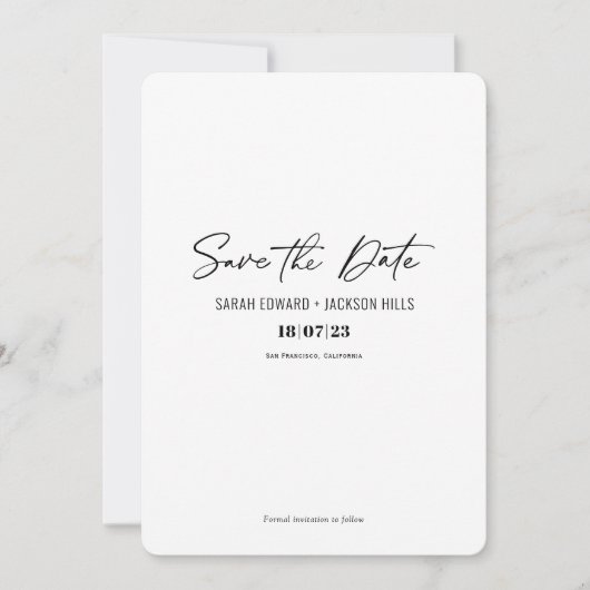Einfache moderne Schrift Save the Date Einladung (Vorderseite)