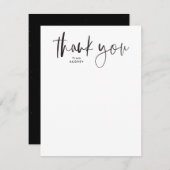 Einfache moderne Schrift schwarz-weiß Dankeskarte (Vorne/Hinten)