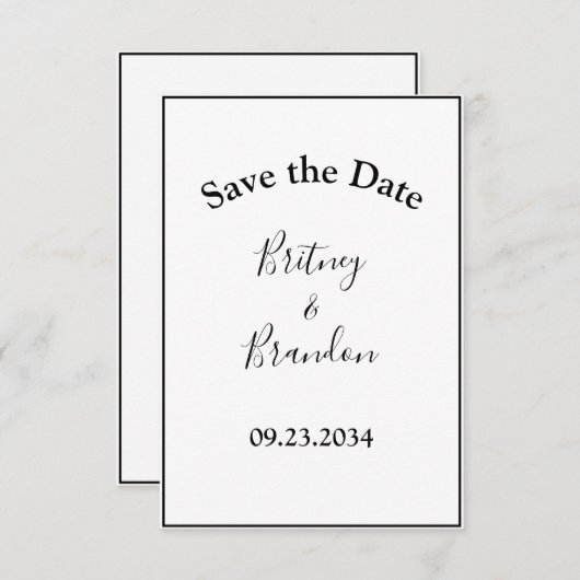 Einfache moderne Schrift Stilvoll minimalistisch Save The Date (Vorne/Hinten)