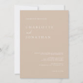 Einfache moderne Schrift Taupe Pink Foto Hochzeit Einladung (Vorderseite)