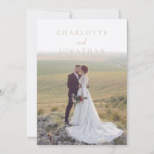 Einfache moderne Schrift Taupe Pink Foto Hochzeit Einladung (Rückseite)