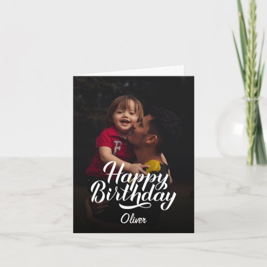 Einfache moderne Schrift und Foto | Happy Birthday Karte (Vorderseite)