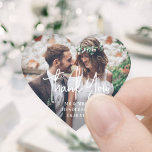 Einfache moderne Schrift und Foto Hochzeit Vielen  Herz-Aufkleber<br><div class="desc">Fügen Sie eine elegante personalisierte Touch zu Hochzeit Dankeschön-Karten und Empfang-Gastgeschenke mit maßgeschneiderten Foto herzförmigen Aufklebern / Umschlag Aufklebern. Das Bild und alle Formulierungen auf dieser Vorlage sind einfach zu personalisieren. "Vielen Dank" kann in Liebe & Dank geändert werden, willkommen, die Initialen des Paares, andere Texte, oder es kann ganz...</div>