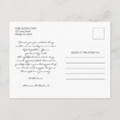 Einfache moderne Schriftart Hochzeit Vielen Dank F Postkarte (Rückseite)