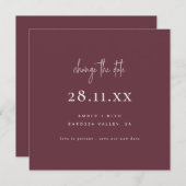 Einfache, moderne Schriftart Square Burgund ändern Einladung (Vorne/Hinten)