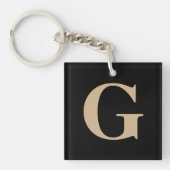 Einfache, moderne Schwarz-Beige-Monogramm Schlüsselanhänger (Vorderseite)