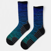 Einfache moderne Schwarz Blau Aquamarine Abstrakte Socken (Links)