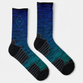 Einfache moderne Schwarz Blau Aquamarine Abstrakte Socken (Rechts)