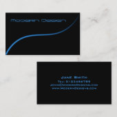Einfache moderne Schwarz & Blau-Swoosh - Visitenka Visitenkarte (Vorne/Hinten)