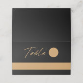 Einfache moderne Schwarz-Gold-Hochzeit Platzkarte (Außenseite Aufgefaltet)