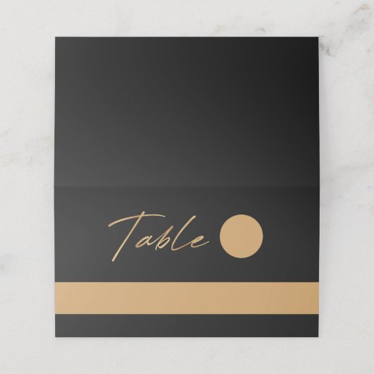 Einfache moderne Schwarz-Gold-Hochzeit Platzkarte (Außenseite Aufgefaltet)