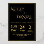 Einfache moderne Schwarz-Gold-Script-Technik Folieneinladung (Vorderseite)