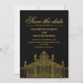Einfache, moderne Schwarz-Gold-Technik Save the Da Einladung (Vorderseite)