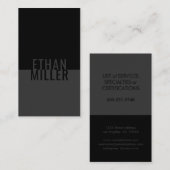 Einfache moderne Schwarz Grau Vertikal Schlicht Mi Visitenkarte (Vorne/Hinten)