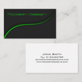 Einfache moderne Schwarz/Grün-Swoosh - Visitenkart Visitenkarte (Vorne/Hinten)